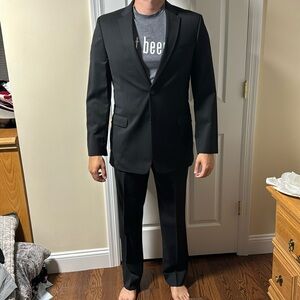 Tommy Hilfiger Black Suit. Jacket: 42L. Pants: 34x32